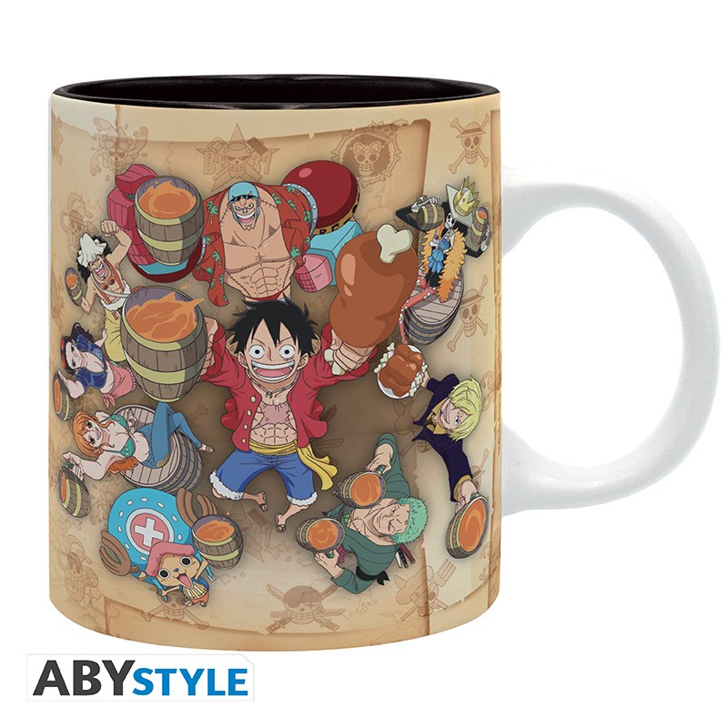 One Piece Lustiges Geburtstagsbecher (Tasse) mit Druck auf dem Henkel,  innen und außen - Roten Shanks und Gildarts Clive (One Piece Parodie  signiert OKIWOKI - Hochwertiges Tasse - Ref : 1290)